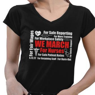 We March For Nurses Million Nurse March Women Power Nurse Tshirt Women V-Neck T-Shirt - Monsterry