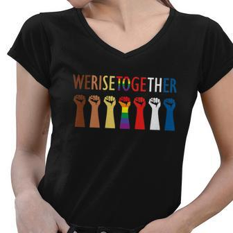We Rise Together Equality Social Justice Gift Women V-Neck T-Shirt - Monsterry