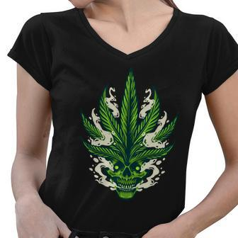 Weed Leaf Marijuana Tshirt Women V-Neck T-Shirt - Monsterry AU