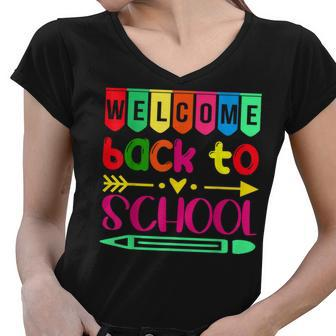 Welcome Back To School Teacher Appreciation Staff Women V-Neck T-Shirt - Thegiftio UK