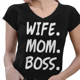 Wife Mom Boss Mommy Is The Boss Women V-Neck T-Shirt - Monsterry