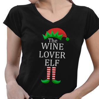 Wine Lover Elf Family Matching Christmas Tshirt Women V-Neck T-Shirt - Monsterry UK