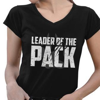 Wolf Pack Gift Design Leader Of The Pack Paw Print Design Meaningful Gift Women V-Neck T-Shirt - Thegiftio UK