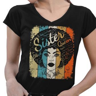 Womens African American Sister Educated Strong Black Woman Queen Women V-Neck T-Shirt - Thegiftio UK