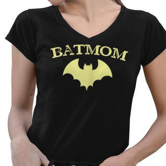 Womens Batmom Super Hero Proud Mom Halloween Costume Gift Women V-Neck T-Shirt - Thegiftio UK