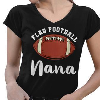 Womens Flag Football Nana Matching Family Matching Football Women V-Neck T-Shirt - Thegiftio UK