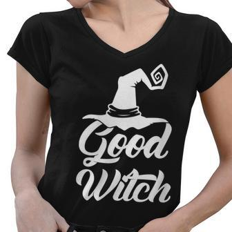 Womens Good Witch Funny Halloween Gift For Friend Women V-Neck T-Shirt - Seseable