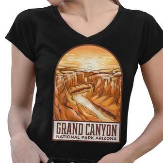 Womens Grand Canyon National Park Arizona Souvenir Nature Hiking Women V-Neck T-Shirt - Seseable