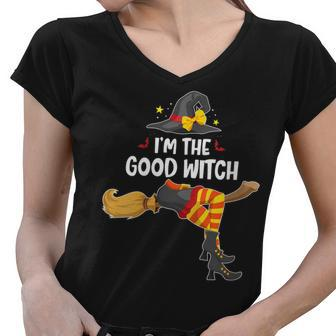 Womens Im The Good Witch Funny Halloween Matching Group Costume Women V-Neck T-Shirt - Seseable