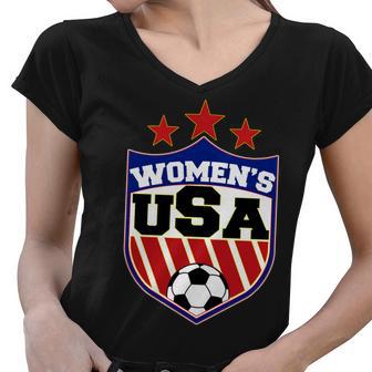 Womens Soccer Usa Emblem Women V-Neck T-Shirt - Monsterry AU