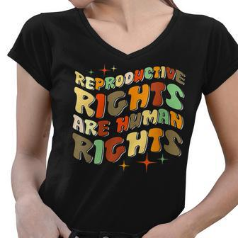 Womens Stars Stripes Reproductive Rights Are Human Rights Women V-Neck T-Shirt - Thegiftio UK