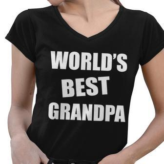 Worlds Best Grandpa Tshirt Women V-Neck T-Shirt - Monsterry
