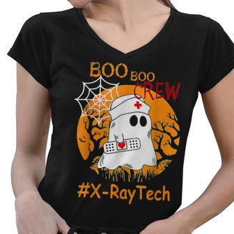 X-Ray Tech Boo Boo Crew Nurse Ghost Halloween October Women V-Neck T-Shirt - Seseable
