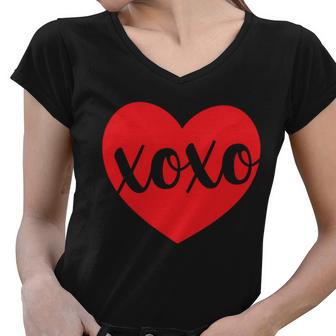 Xoxo Valentines Heart Women V-Neck T-Shirt - Monsterry