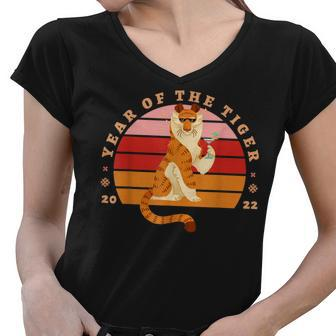 Year Of The Tiger Happy New Year 2022 Chinese Lunar New Year Women V-Neck T-Shirt - Thegiftio UK