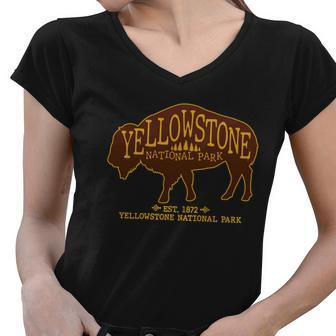 Yellowstone National Park Est 1872 Buffalo Logo Tshirt Women V-Neck T-Shirt - Monsterry