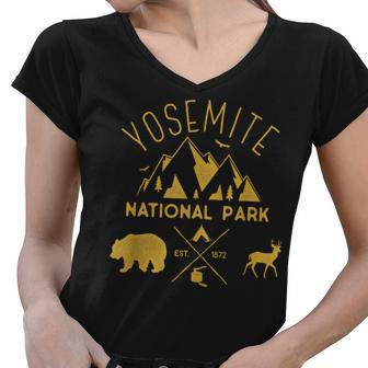 Yosemite National Park California Souvenir Gift Women V-Neck T-Shirt - Seseable