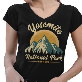 Yosemite National Park Vintage Gift Women V-Neck T-Shirt - Seseable