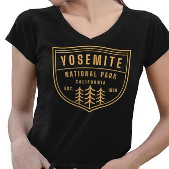 Yosemite National Park Vintage Souvenir Retro Gift Women V-Neck T-Shirt - Seseable