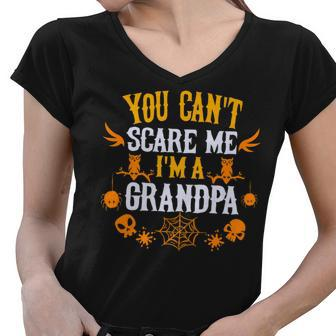 You Cant Scare Me Im A Grandpa Halloween Women V-Neck T-Shirt - Thegiftio UK