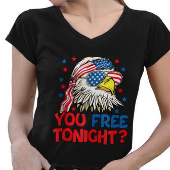 You Free Tonight Bald Eagle Mullet American Flag 4Th Of July Women V-Neck T-Shirt - Monsterry DE