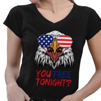 You Free Tonight Bald Eagle Mullet Usa Flag 4Th Of July Funny Gift Women V-Neck T-Shirt - Monsterry