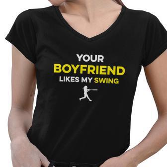 Your Boyfriend Likes My Swing Women V-Neck T-Shirt - Monsterry CA