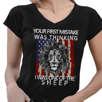 Your First Mistake Was Thinking I Was One Of The Sheep V2 Women V-Neck T-Shirt - Monsterry