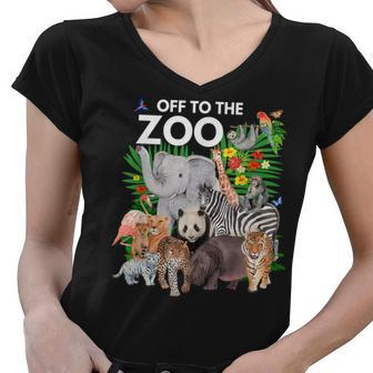 Zoo Animals Safari Party A Day At The Zoo Safari Zoo Animal Women V-Neck T-Shirt - Thegiftio UK