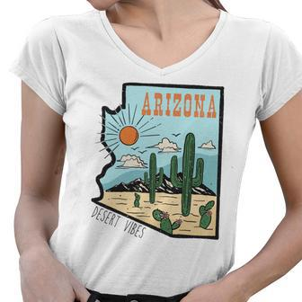 Arizona Desert Vibes Boho Vintage Design Women V-Neck T-Shirt - Seseable