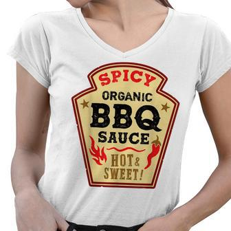Bbq Sauce Hot Spicy Grill Ketchup Barbeque Halloween Costume V2 Women V-Neck T-Shirt - Thegiftio UK