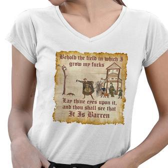 Behold The Field Medieval Dank Meme Women V-Neck T-Shirt - Monsterry DE