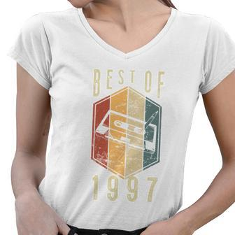 Best Of 1997 25 Year Old Gifts Cassette Tape 25Th Birthday Women V-Neck T-Shirt - Monsterry CA