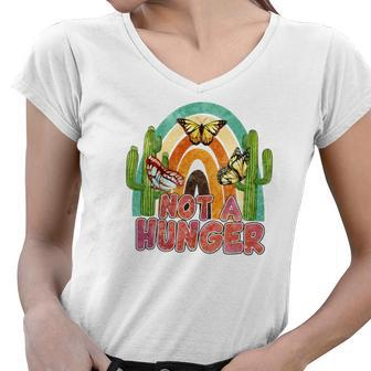 Boho Vintage Not A Hunger Cactus Retro Women V-Neck T-Shirt - Seseable