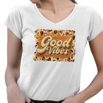 Boho Vintage Retro Vintage Good Vibes Women V-Neck T-Shirt - Seseable