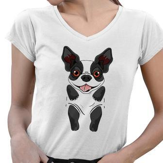 Boston Terrier Design For Dog Lover Women V-Neck T-Shirt | Mazezy