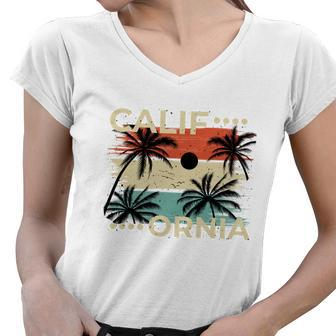 California Beach Palm Tree Summer Tshirt Women V-Neck T-Shirt - Monsterry AU