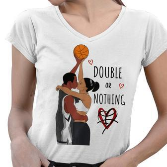 Couple Black Basketball Movies I Love You Card History Month Women V-Neck T-Shirt - Thegiftio UK