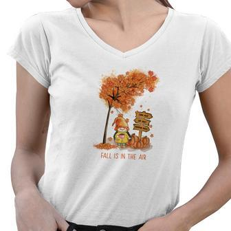 Cozy Autumn Fall Fall Is In The Air Design Women V-Neck T-Shirt - Seseable