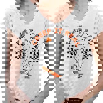 Creep It Real Funny Halloween Boo Ghost Skateboard Vintage Women V-Neck T-Shirt | Seseable UK