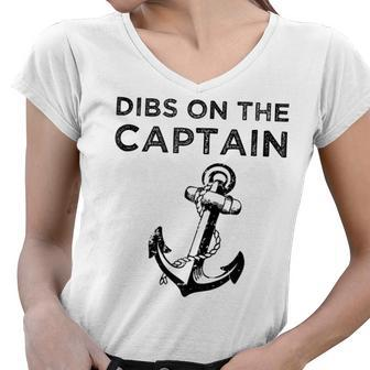 Dibs On The Captain Funny Captain Wife Dibs On The Captain Women V-Neck T-Shirt - Thegiftio UK