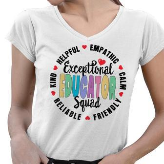 Exceptional Educator Squad Special Education Teacher Autism Women V-Neck T-Shirt - Thegiftio UK