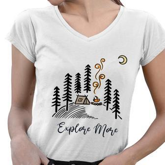 Explore More Camping Hiking Gift Women V-Neck T-Shirt - Monsterry AU