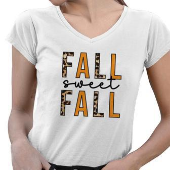 Fall Sweet Fall Thanksful Season Women V-Neck T-Shirt - Seseable