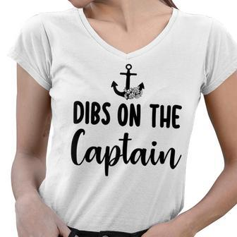 Funny Captain Wife Dibs On The Captain Quote Anchor Sailing V3 Women V-Neck T-Shirt - Thegiftio UK