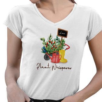 Gardener Plant Whisperer Cactus Official Design Women V-Neck T-Shirt - Seseable