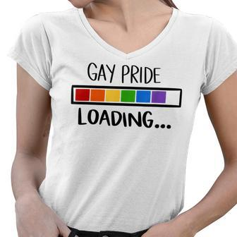 Gay Pride Loading Funny Lgbt Pride Women V-Neck T-Shirt - Thegiftio UK