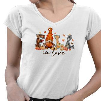 Gnomes Fall In Love Women V-Neck T-Shirt - Seseable