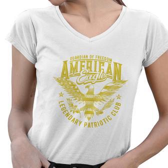 Guardian Of Freedom American Eagle Legendary Patriotic Club Women V-Neck T-Shirt - Monsterry