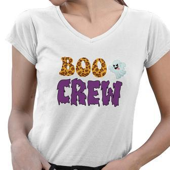Halloween Gift Boo Crew Cute Boo Women V-Neck T-Shirt - Seseable